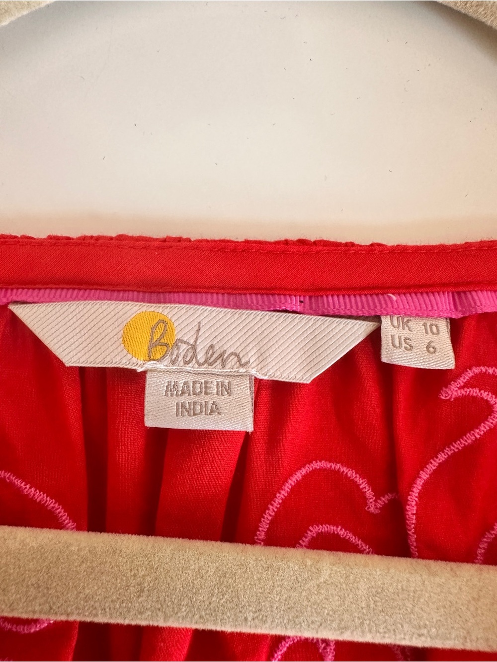Boden Red Midi Dress with Pink Embroidery - Picture 6 of 6